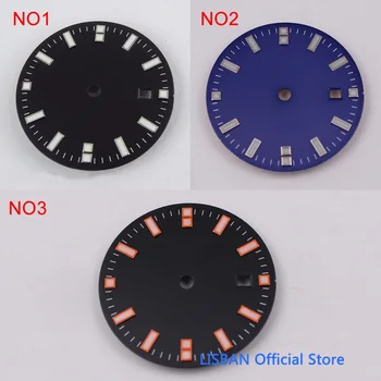 31,5 мм Черен Циферблат Мъжки часовници с прозорец дата, Циферблат, Подходящи за MINGZHU 3804 (GMT) Механизъм за самостоятелно ликвидация