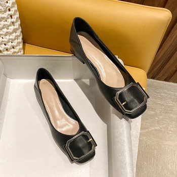 FamtiYard/ Черни дамски обувки от естествена кожа, обувки на нисък ток, Розови, Черни, не са съвсем Бели Есенни zapatos de mujer 2022