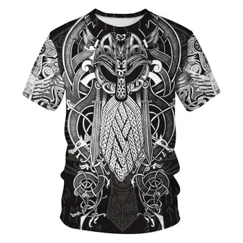 Harajuku Модерна Нова Реколта тениска с 3D принтом на Викингите, тениска с викингите, мъжки и дамски Ежедневни Градинска Облекло в стил хип-хоп, Топ, Camiseta Hombre