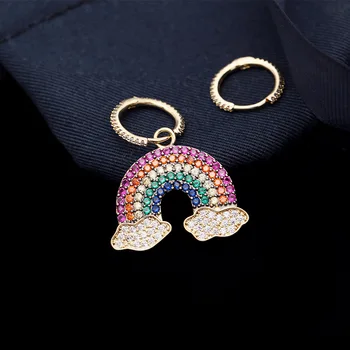 Ruifan Корея Rainbow/Нередовни Дамски Обеци Многоцветен Кубичен Циркон Дамски Обеци, Модни Бижута Аксесоари за Подарък YEA343