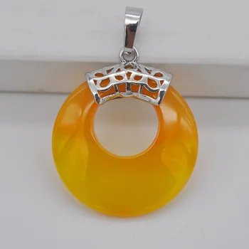 Бижута от жълт Скъпоценен камък кръг сердолика каменни привесные за Подарък С3147 Жени