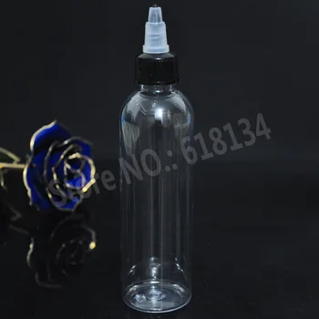 Висококачествена прозрачна бутилка-краен за домашни любимци обем 120 мл с закручивающейся капак за течности