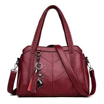 Дамски чанта от 2021 нова чанта за майките на средна възраст, просто чанта, модерен универсална чанта от мека кожа, по-голямата голям чанта-месинджър с едно рамо