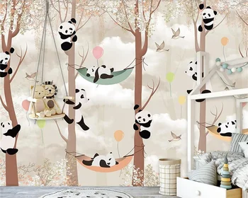 Индивидуални тапети papel de parede 3d анимационен филм панда фон на стената детска стая украса на детска градина живопис фотообои