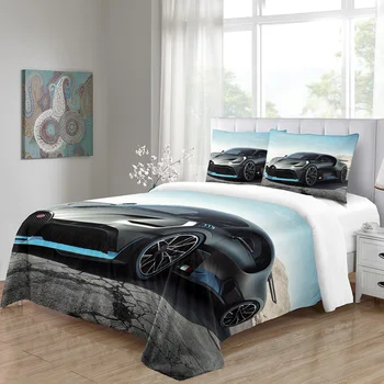 Машина! Комплект Пододеяльников за пуховых одеяла Twin Size Сив Дизайн От Микрофибър-Мека и Гладка Комплекти спално бельо с цип и 2 Калъфки за възглавници 0