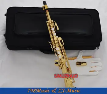 Професионален Електрофореза Златен Eb Сопранино саксофон саксофон ниско от Bb до висок E-Перлени Копчета 0