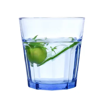Син/Зелен/Кафяв цвят стъклена чаша за сок, напитки, бар инструменти, осмоъгълник, домашни бирена стъклени чаши, 6 бр./компл.