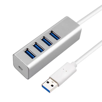 Ултратънък Преносим 4-портов Алуминиев Концентратор на данни USB 3.0 конектор за захранване и Micro USB За компютър iMac, MacBook Pro /Air, Mac Pro / Mini XPS 0