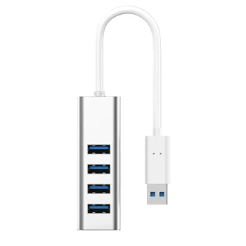 Ултратънък Преносим 4-портов Алуминиев Концентратор на данни USB 3.0 конектор за захранване и Micro USB За компютър iMac, MacBook Pro /Air, Mac Pro / Mini XPS 1