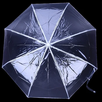 2 Бр Прозрачен Чадър Автоматичен Чадър от Дъжд-Прозрачен + Лилави Ресни и Прозрачен + Бял Кант 3