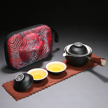 Преносима Чай и Прибори Офис Китайски Керамичен Чайник Набор от Пътен Чай комплект Порцеланови Чаши Чай Чай и Прибори с Сервировочным Тавата За Заваряване на Чай Подаръци 3