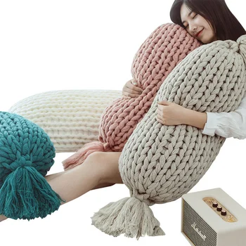 Креативен конфетный futon, възглавница за прегръдки, скандинавски вълнена възглавница ръчно изработени възглавнички за сядане, стоки за дома, однотонная възглавница 4
