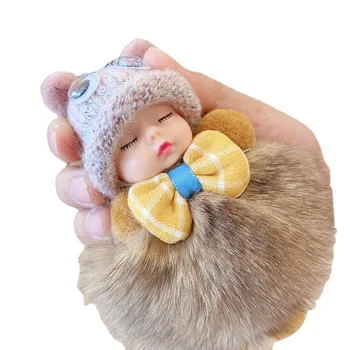 Нова мека и сладка плюшен спящата кукла мультяшная кукла кола ключодържател скъпа раница висулка 4