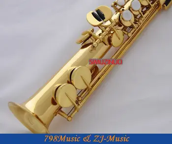 Професионален Електрофореза Златен Eb Сопранино саксофон саксофон ниско от Bb до висок E-Перлени Копчета 5